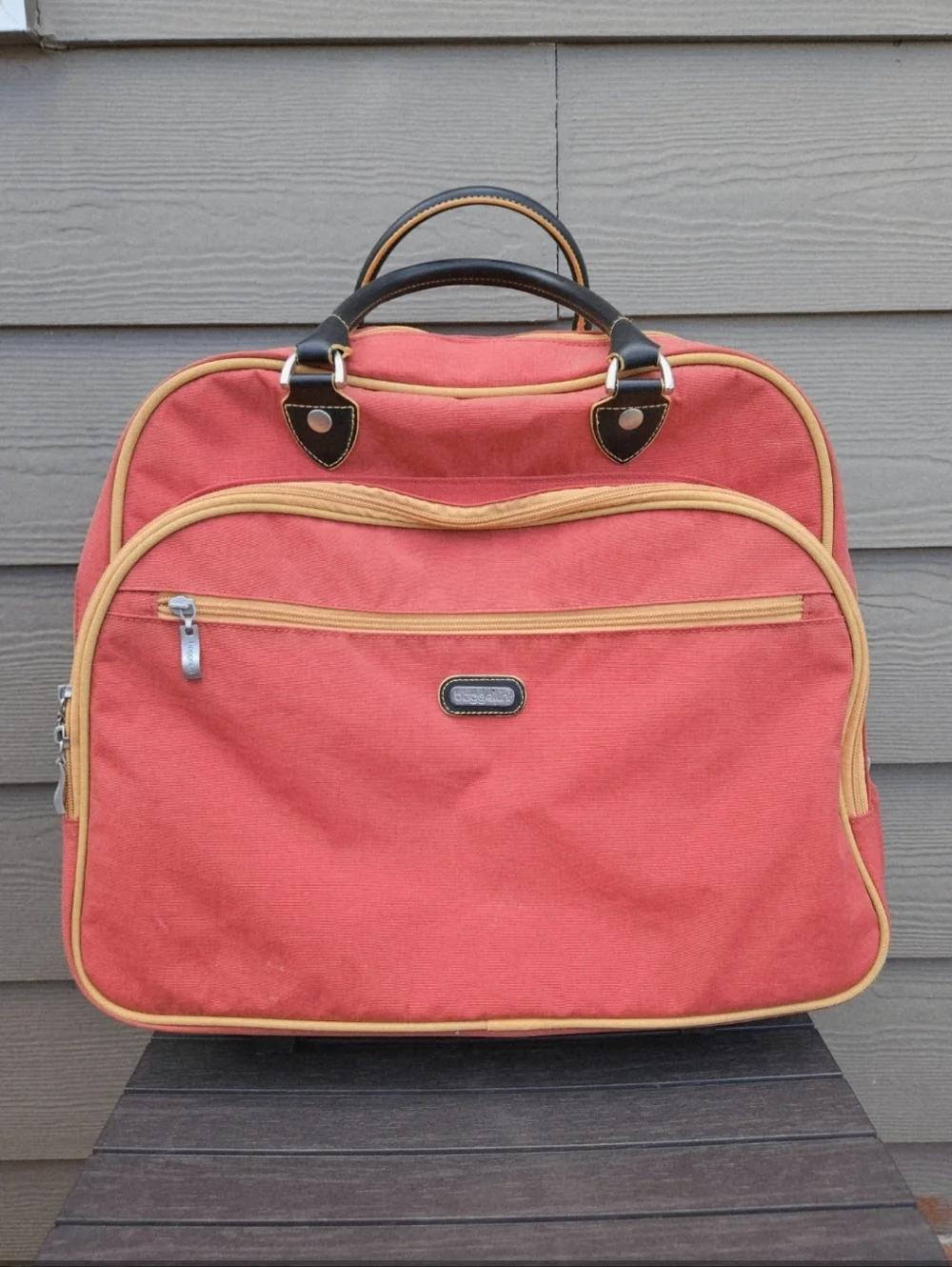 BAGGALLINI TRAVEL BAG LUGGAGE ROLLING CARRY ON Suitcase Weekender Orange Rust